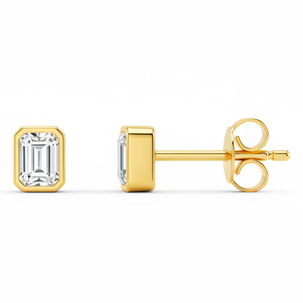 SPECIAL! .30ct G SI 14kt Yellow Gold Emerald Cut Diamond Bezel Set Stud Earrings