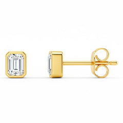 SPECIAL! .30ct G SI 14kt Yellow Gold Emerald Cut Diamond Bezel Set Stud Earrings