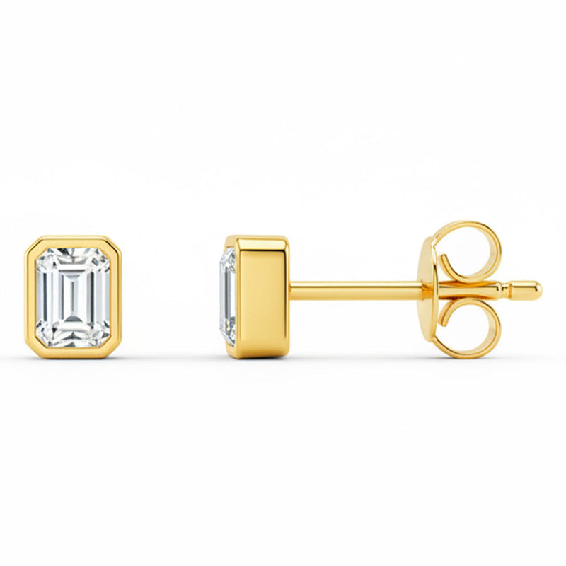 SPECIAL! .30ct G SI 14kt Yellow Gold Emerald Cut Diamond Bezel Set Stud Earrings