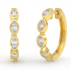 SPECIAL! 1.00ct G SI 14kt Yellow Gold Marquise Cut Diamond Bezel Set Hoop Earrings
