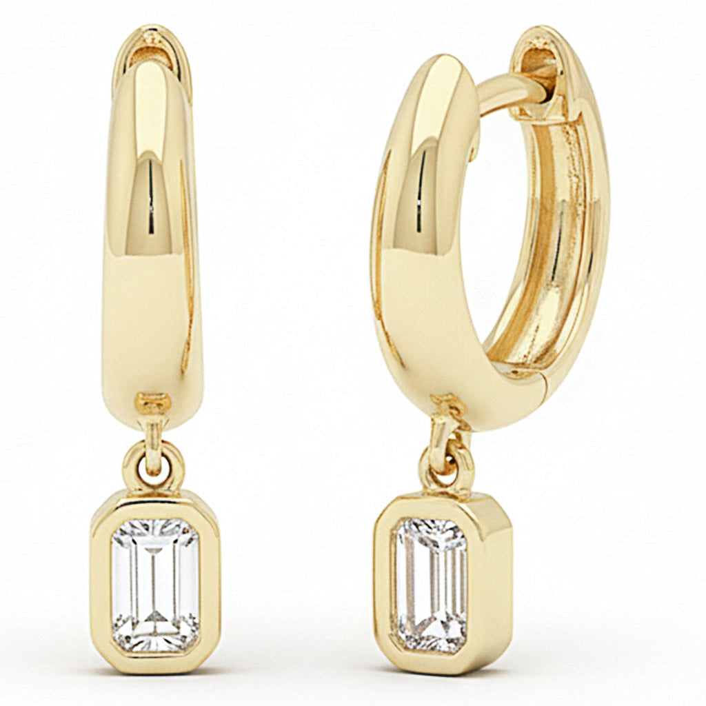 SPECIAL! .30ct G SI 14kt Yellow Gold Diamond Bezel Set Earrings Drop Dangle Huggie Earrings
