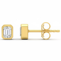SPECIAL! .39ct G SI 14kt Yellow Gold Emerald Cut Diamond Bezel Set Stud Earrings