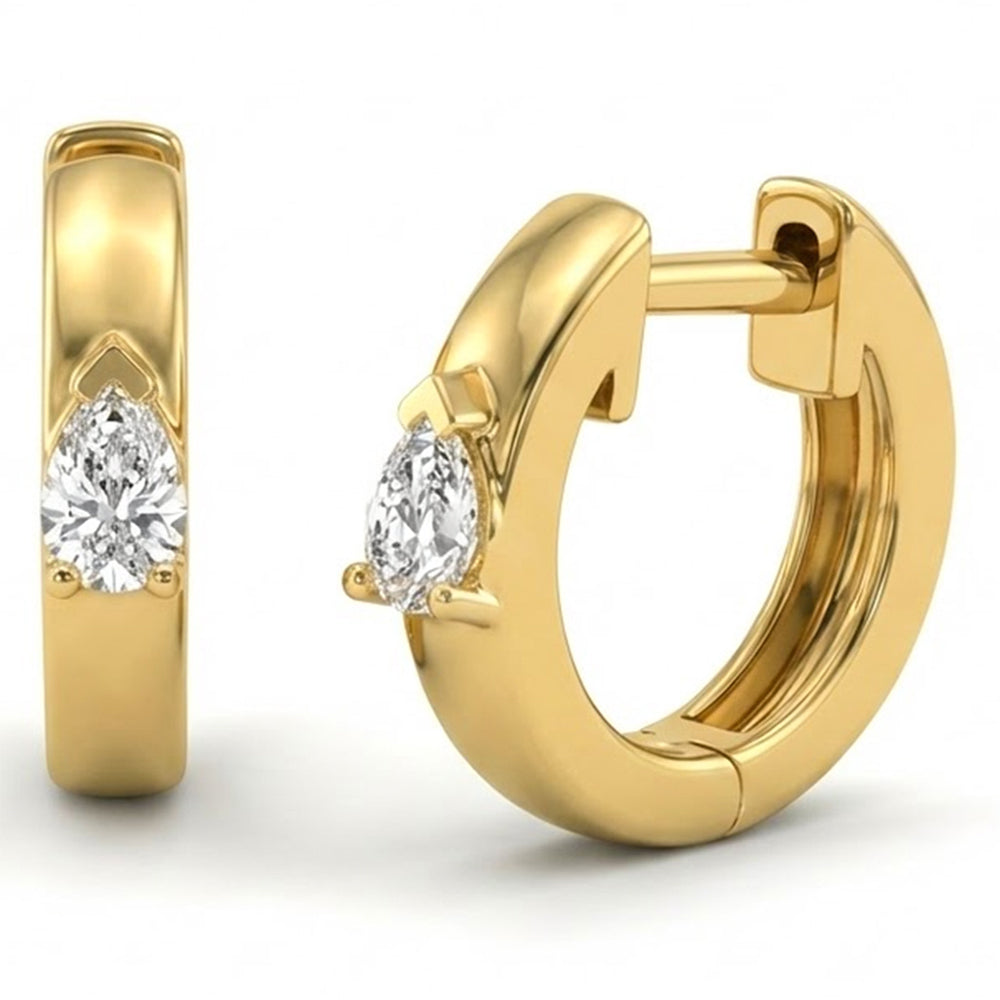 SPECIAL!  .22ct G SI 14kt Yellow Gold Modern Pear Cut Diamond Hoop Earrings