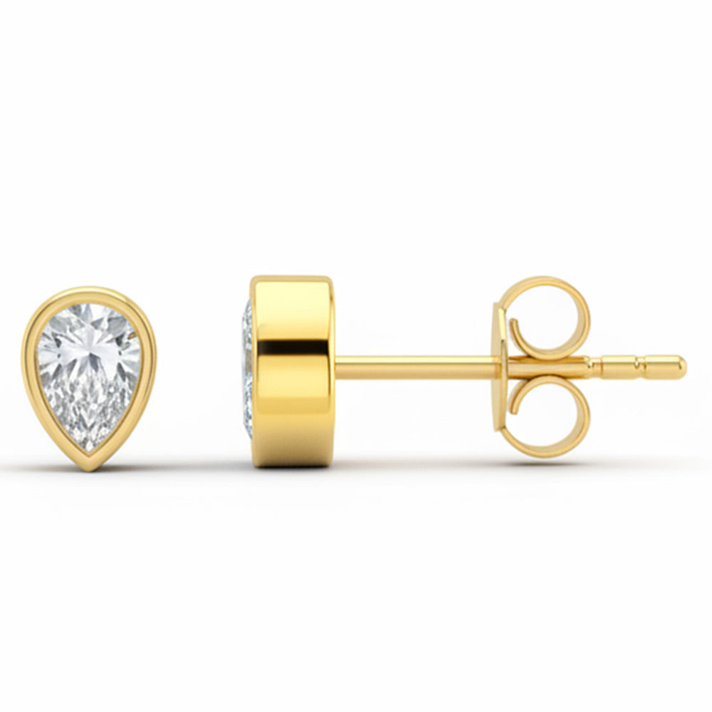 SPECIAL! .32ct G SI 14kt Yellow Gold Pear Cut Diamond Bezel Set Stud Earrings
