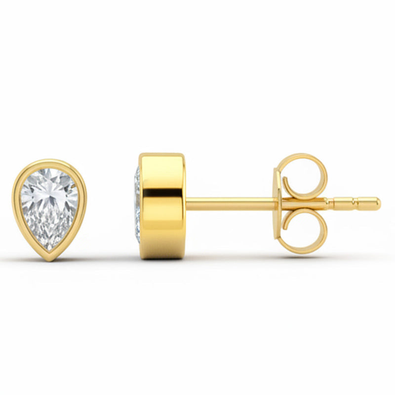 SPECIAL! .32ct G SI 14kt Yellow Gold Pear Cut Diamond Bezel Set Stud Earrings