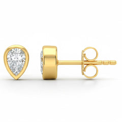 SPECIAL! .40ct G SI 14kt Yellow Gold Pear Cut Diamond Bezel Set Stud Earrings