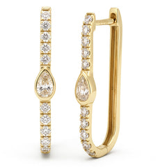 SPECIAL! .68ct G SI 14kt Yellow Gold Pear cut Diamond Bezel Set Hoop Earrings