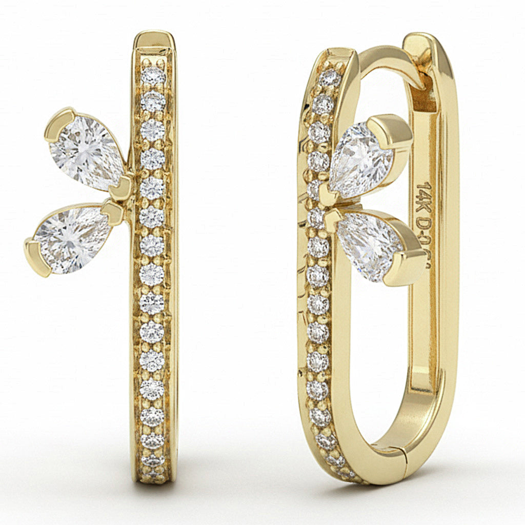 SPECIAL! .54ct G SI 14kt Yellow Gold Diamond Elongated Oval Hoop Earrings