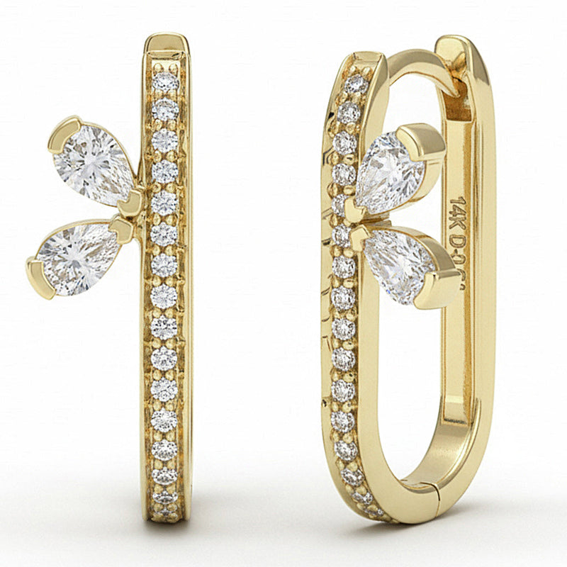 SPECIAL! .54ct G SI 14kt Yellow Gold Diamond Elongated Oval Hoop Earrings