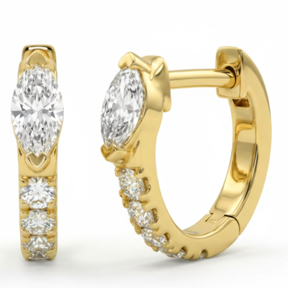SPECIAL! .42ct G SI 14kt Yellow Gold Marquise Diamond Hoop Earrings