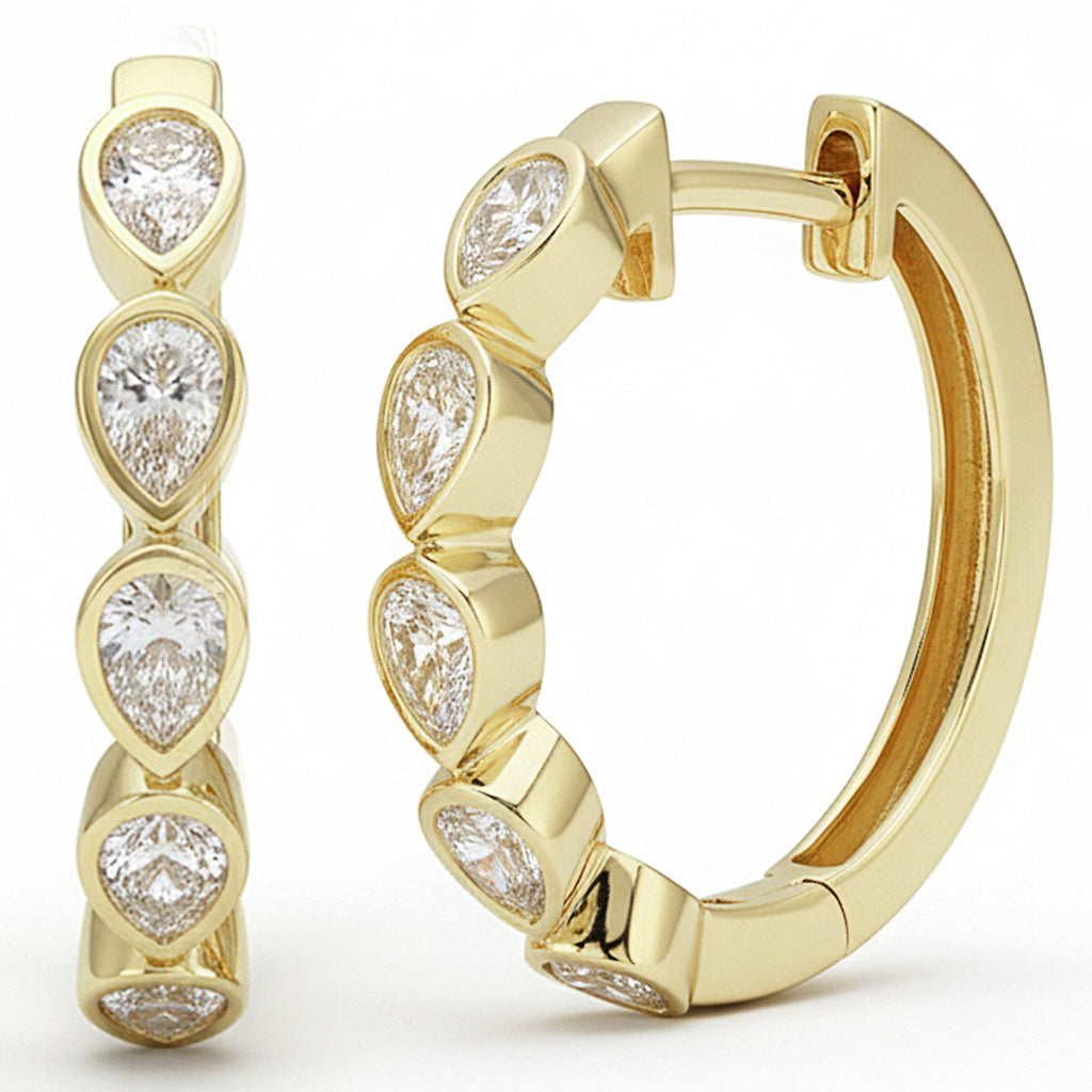 SPECIAL! .8ct G SI 14kt Yellow Gold Pear Cut Diamond Bezel Set Earrings
