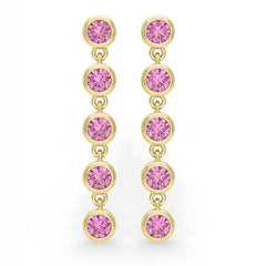 .35ct G SI 14kt Yellow Gold Bezel Set Pink Sapphire Gemstone Drop Earrings