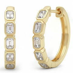 SPECIAL! 1.04ct G SI 14kt Yellow Gold Emerald Cut Diamond Bezel Set Earrings