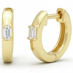 SPECIAL! .22ct G SI 14kt Yellow Gold Emerald Cut Diamond Hoop Earrings