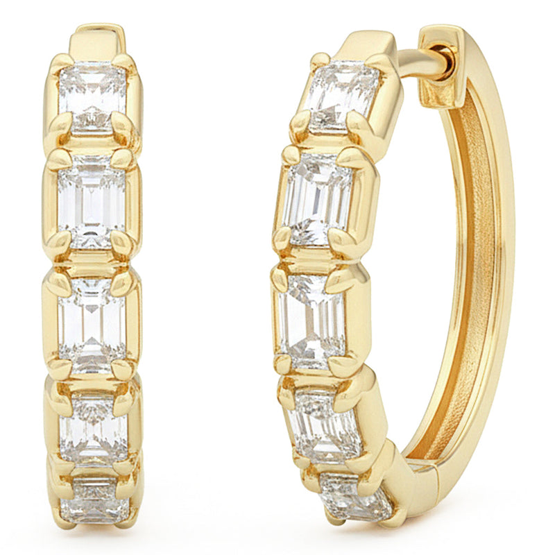SPECIAL! 1.02ct G SI 14kt Yellow Gold Emerald Cut Diamond Bezel Set Earrings
