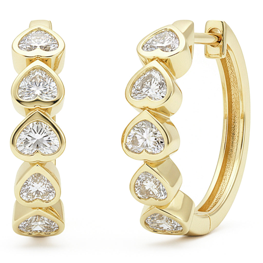 SPECIAL! 1.07ct G SI 14kt Yellow Gold Heart Shaped Diamond Bezel Set Earrings
