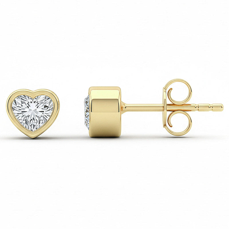 SPECIAL! .40ct G SI 14kt Yellow Gold Diamond Heart Shape Bezel Set Earrings