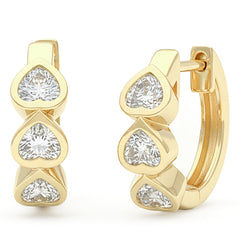 SPECIAL! .59ct G SI 14kt Yellow Gold Heart Diamond Bezel Set Hoop Huggie Earrings