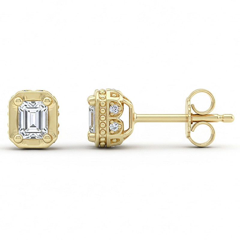 SPECIAL! .44ct G SI 14k Yellow Gold Emerald Cut Diamond Stud Earrings