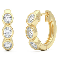 SPECIAL! .51ct G SI 14kt Yellow Gold Oval Diamond Bezel Set Hoop Earrings