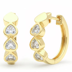 SPECIAL! .60ct G SI 14kt Yellow Gold Heart Diamond Bezel Set Hoop Huggie Earrings