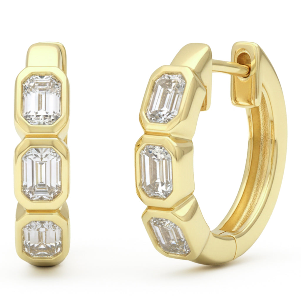 SPECIAL! .45ct G SI 14kt Yellow Gold Emerald Cut Diamond Bezel Set Earrings