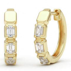SPECIAL! .71ct G SI 14kt Yellow Gold Emerald Cut Diamond Hoop Earrings