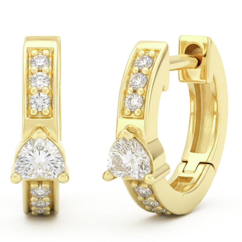 SPECIAL! .34ct G SI 14kt Yellow Gold Heart Diamond Hoop Huggie Earrings