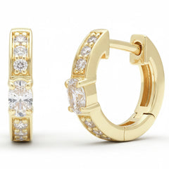 SPECIAL! .34ct G SI 14kt Yellow Gold Oval Diamond Petite Hoop Huggie Earrings