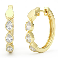 SPECIAL! .47ct G SI 14kt Yellow Gold Pear Diamond Bezel Set Hoop Earrings