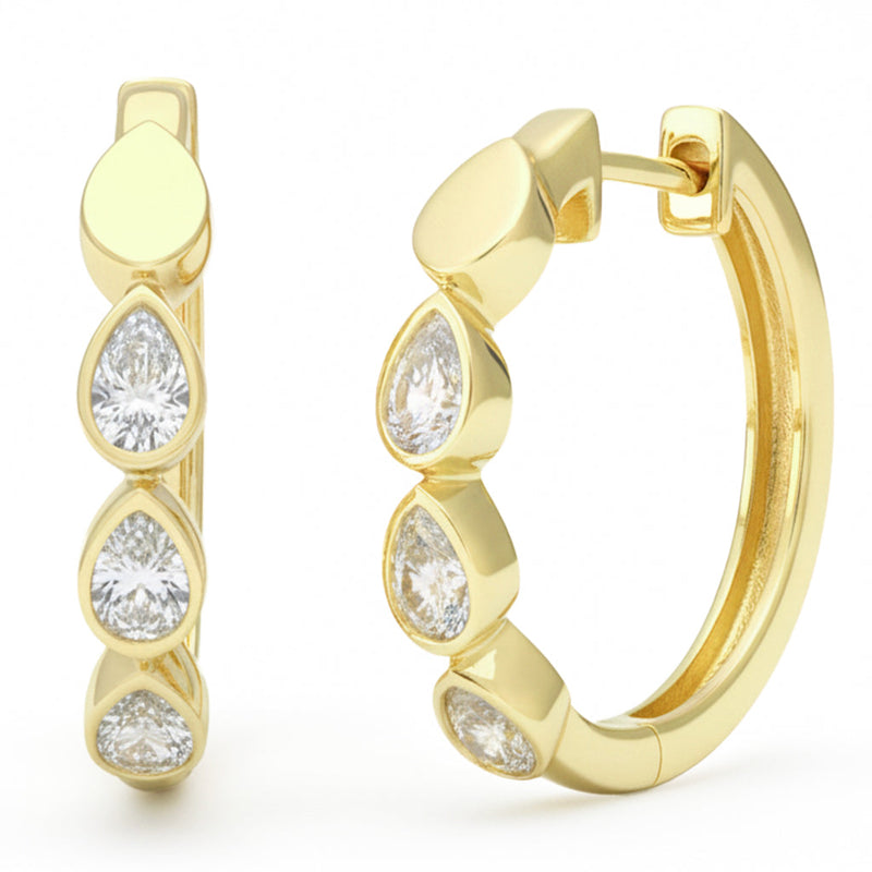 SPECIAL! .47ct G SI 14kt Yellow Gold Pear Diamond Bezel Set Hoop Earrings