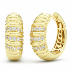 SPECIAL! .22ct G SI 14kt Yellow Gold Scalloped Design Diamond Hoop Earrings
