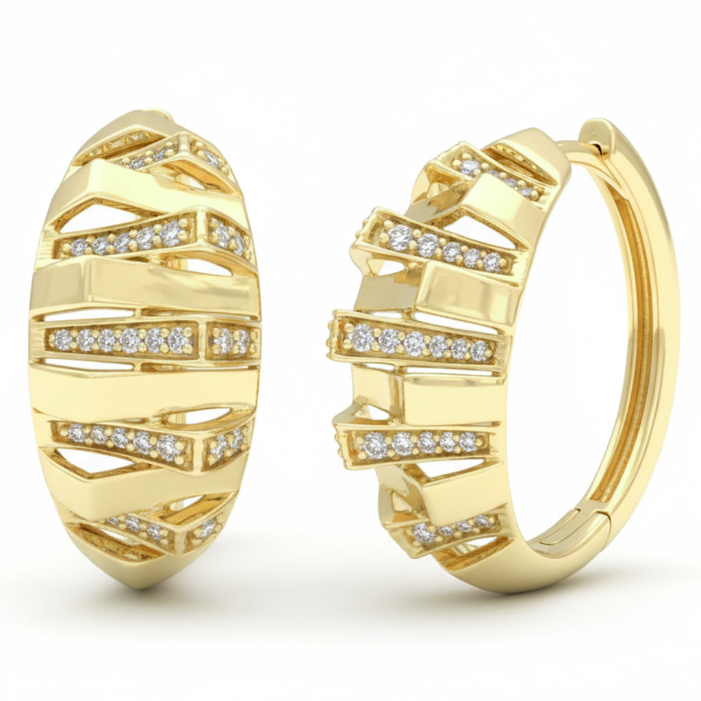 SPECIAL! .27ct G SI 14kt Yellow Gold Modern Round Diamond Hoop Earrings