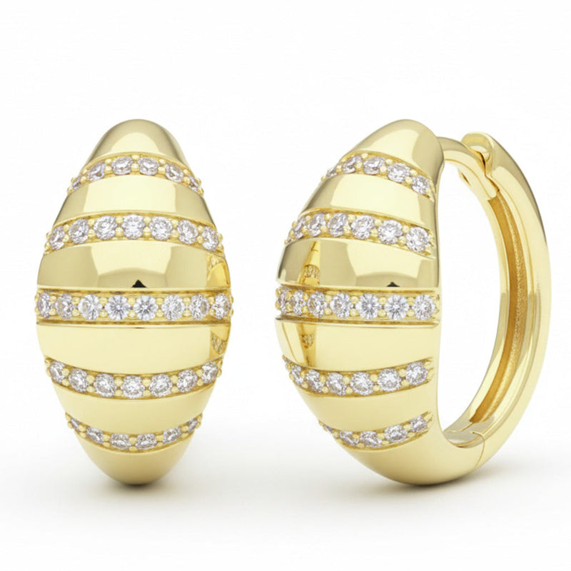 SPECIAL! .34ct G SI 14kt Yellow Gold Dome Shaped Diamond Hoop Earrings