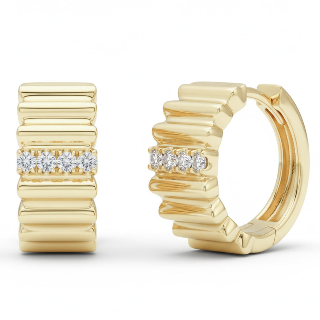 SPECIAL! .09ct G SI 14kt Yellow Gold Modern Round Diamond Hoop Earrings