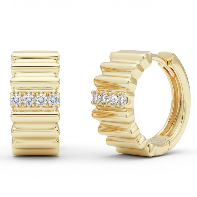 SPECIAL! .09ct G SI 14kt Yellow Gold Modern Round Diamond Hoop Earrings