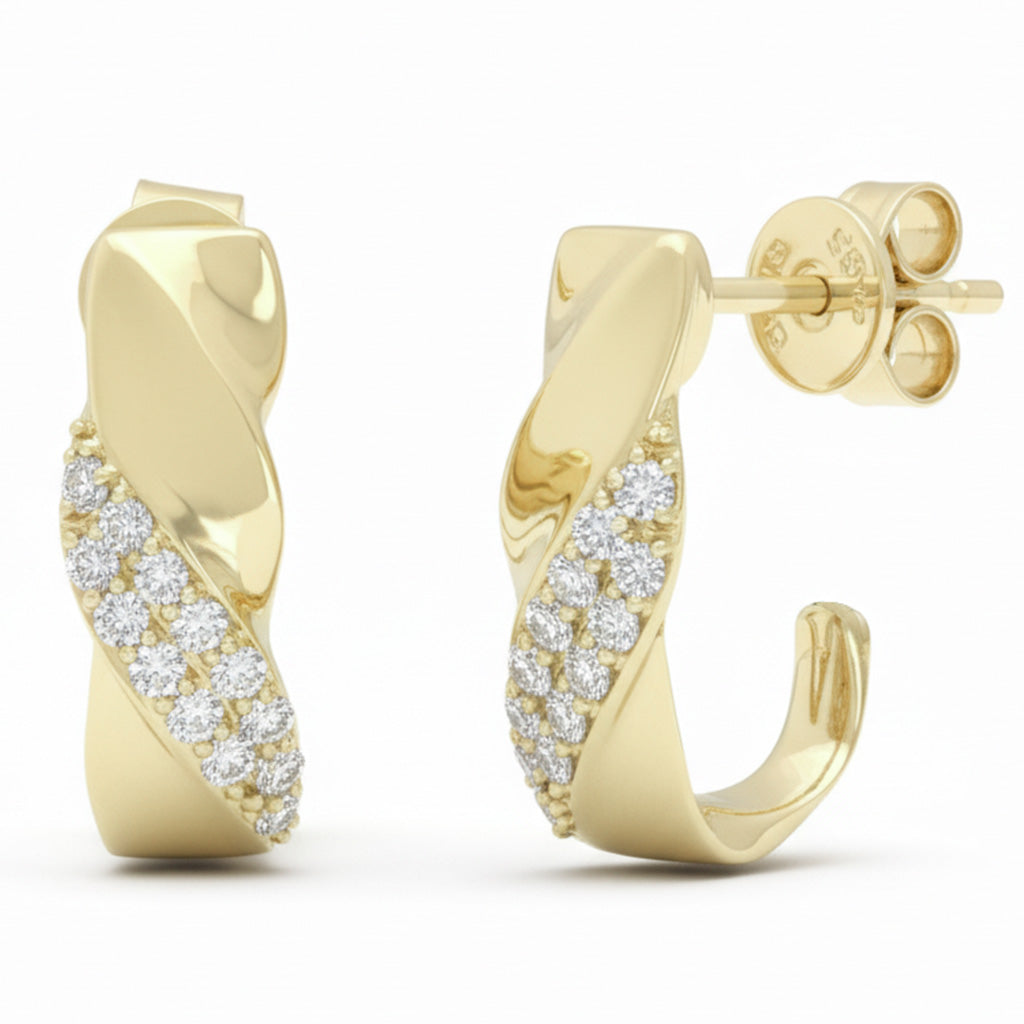 SPECIAL! .25ct G SI 14kt Yellow Gold Round Diamond J Hoop Earrings