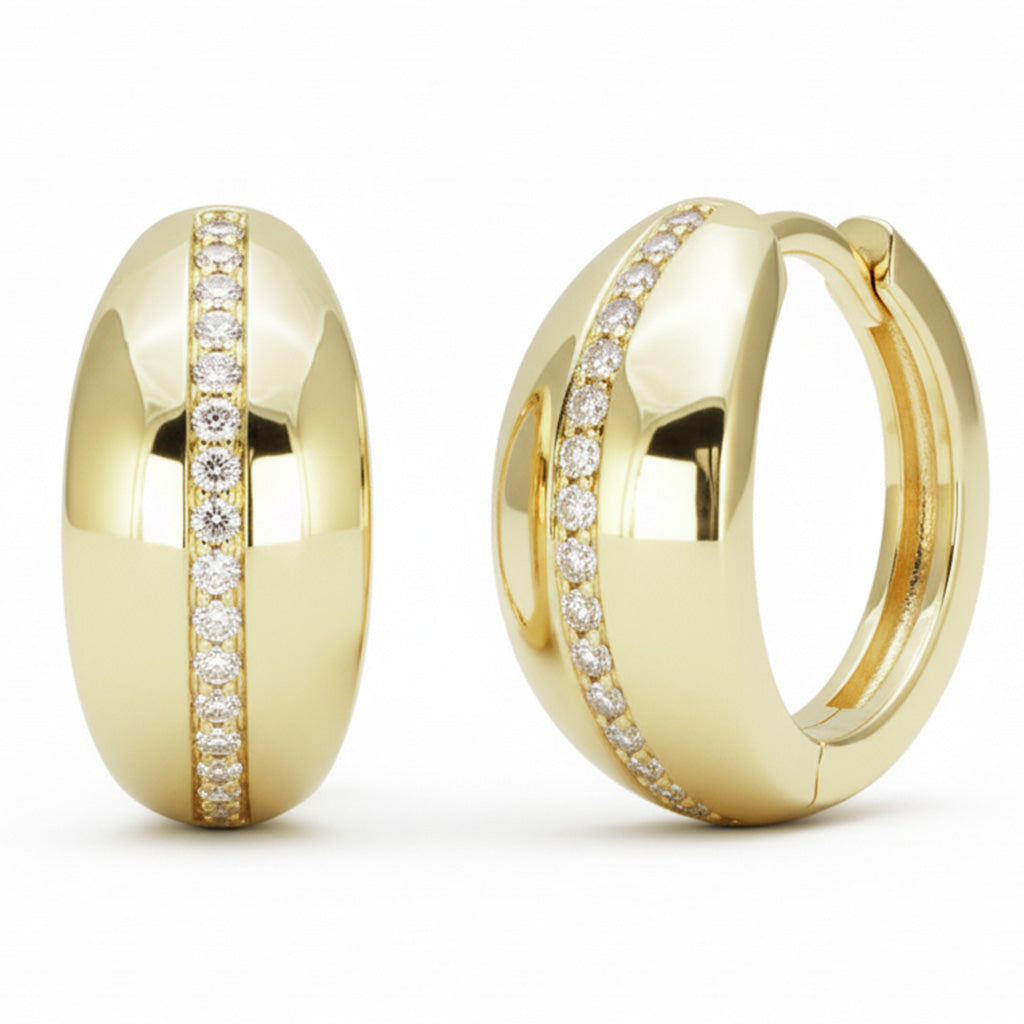 SPECIAL! .16ct G SI 14kt Yellow Gold Dome Shaped Diamond Hoop Earrings