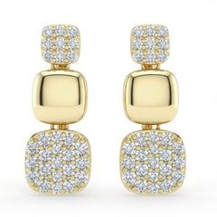 SPECIAL! .26ct G SI 14kt Yellow Gold Square Shape Modern Diamond Drop Earrings