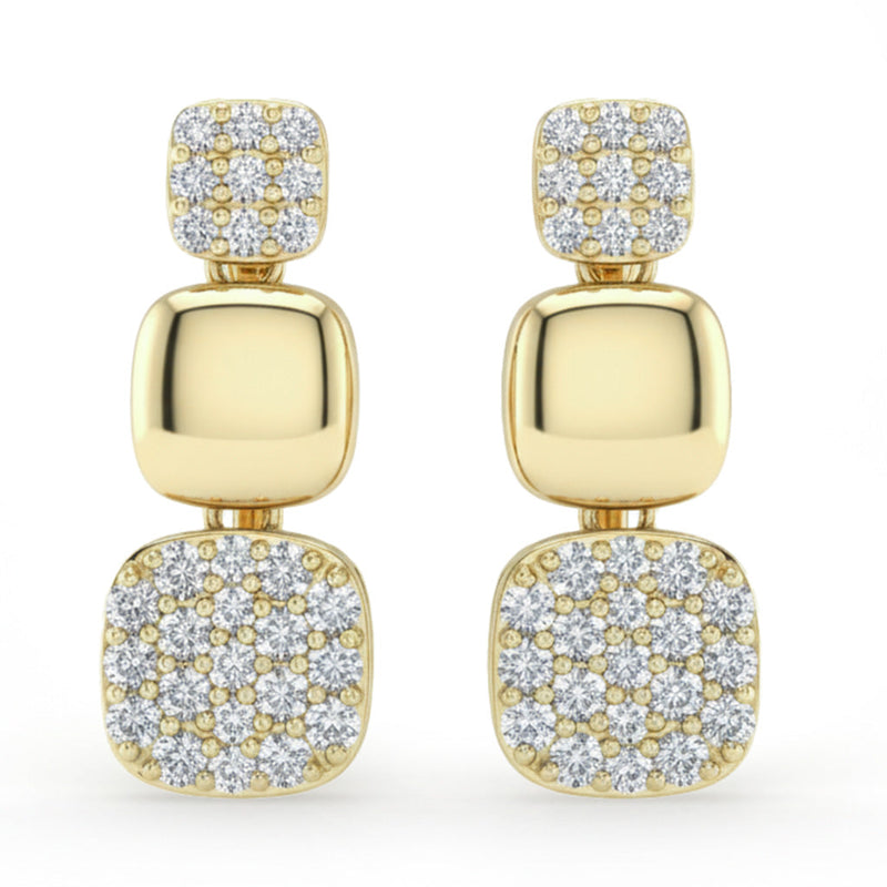 SPECIAL! .26ct G SI 14kt Yellow Gold Square Shape Modern Diamond Drop Earrings