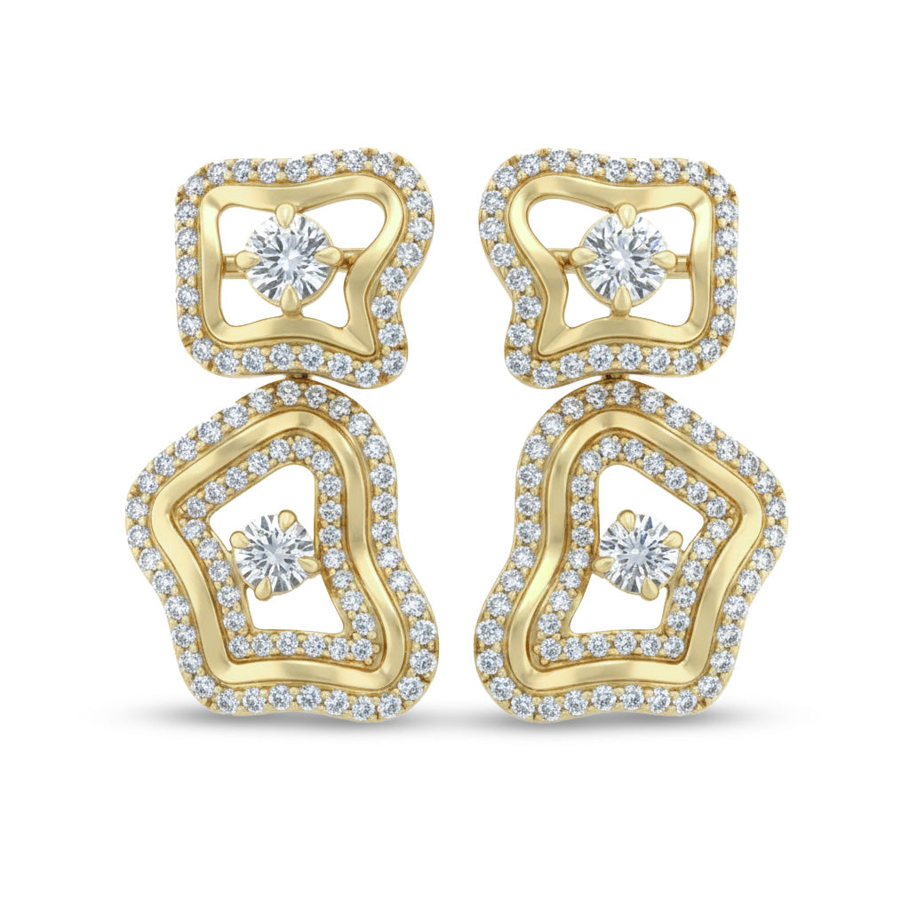 SPECIAL! 1.17ct G SI 14kt Yellow Gold Diamond Bloom Drop Earrings