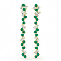 SPECIAL! 1.36ct G SI 14kt Yellow Gold Diamond & Emerald Gemstone Drop Earrings