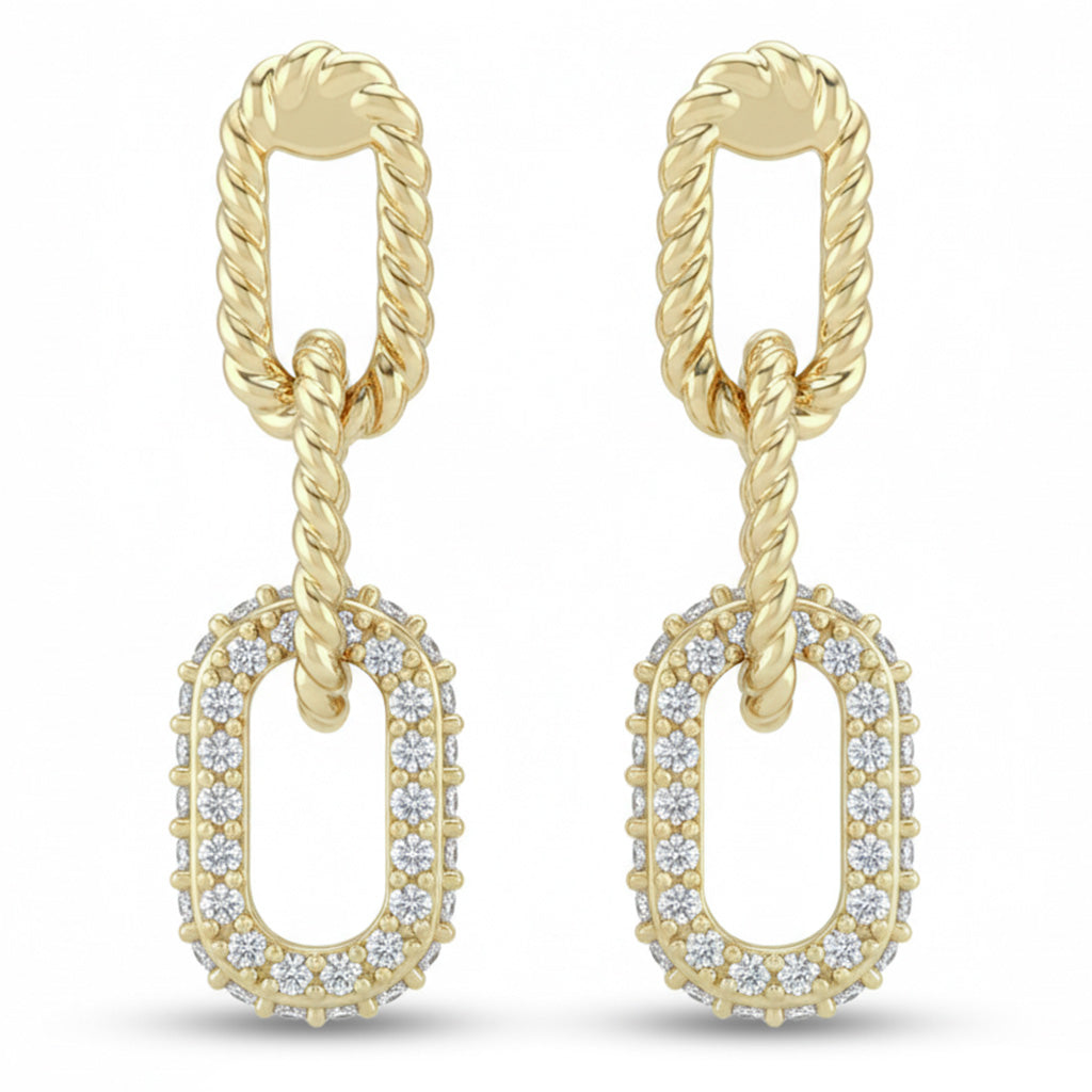 SPECIAL! .3ct G SI 14kt Yellow Gold Diamond Paper Clip Drop Earrings