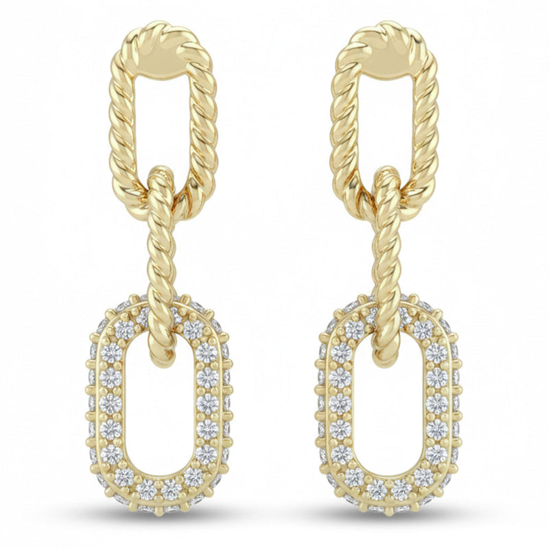 SPECIAL! .3ct G SI 14kt Yellow Gold Diamond Paper Clip Drop Earrings