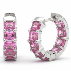 SPECIAL! 5.4ct G SI 14kt White Gold Pink Sapphire Gemstone Hoop Earrings