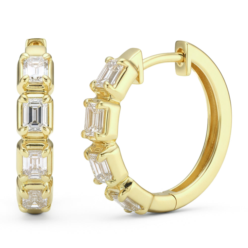 SPECIAL! .85ct G SI 14kt Yellow Gold Emerald Cut Diamond Hoop Earrings