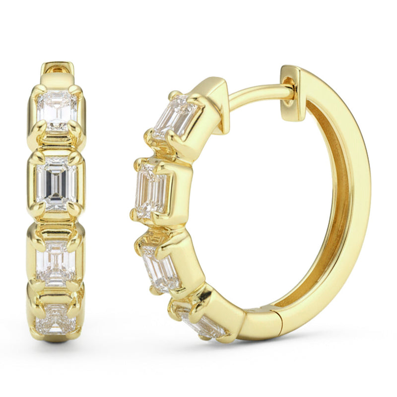 SPECIAL! .85ct G SI 14kt Yellow Gold Emerald Cut Diamond Hoop Earrings