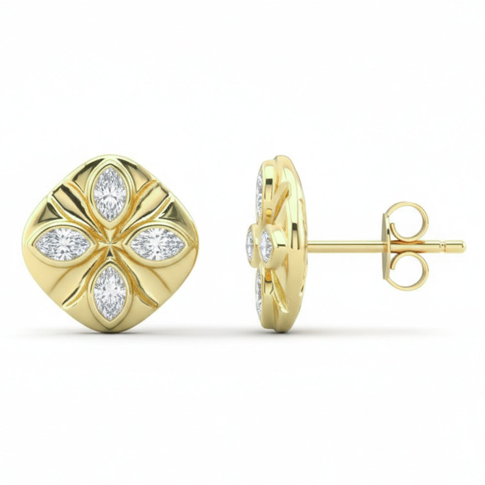 SPECIAL! .57ct G SI 14kt Yellow Gold Modern Marquise Diamond Stud Earrings