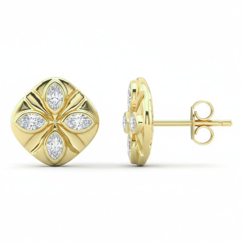 SPECIAL! .57ct G SI 14kt Yellow Gold Modern Marquise Diamond Stud Earrings