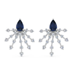 SPECIAL! 1.69ct G SI 14kt White Gold Diamond & Blue Sapphire Gemstone Modern Stud Earrings